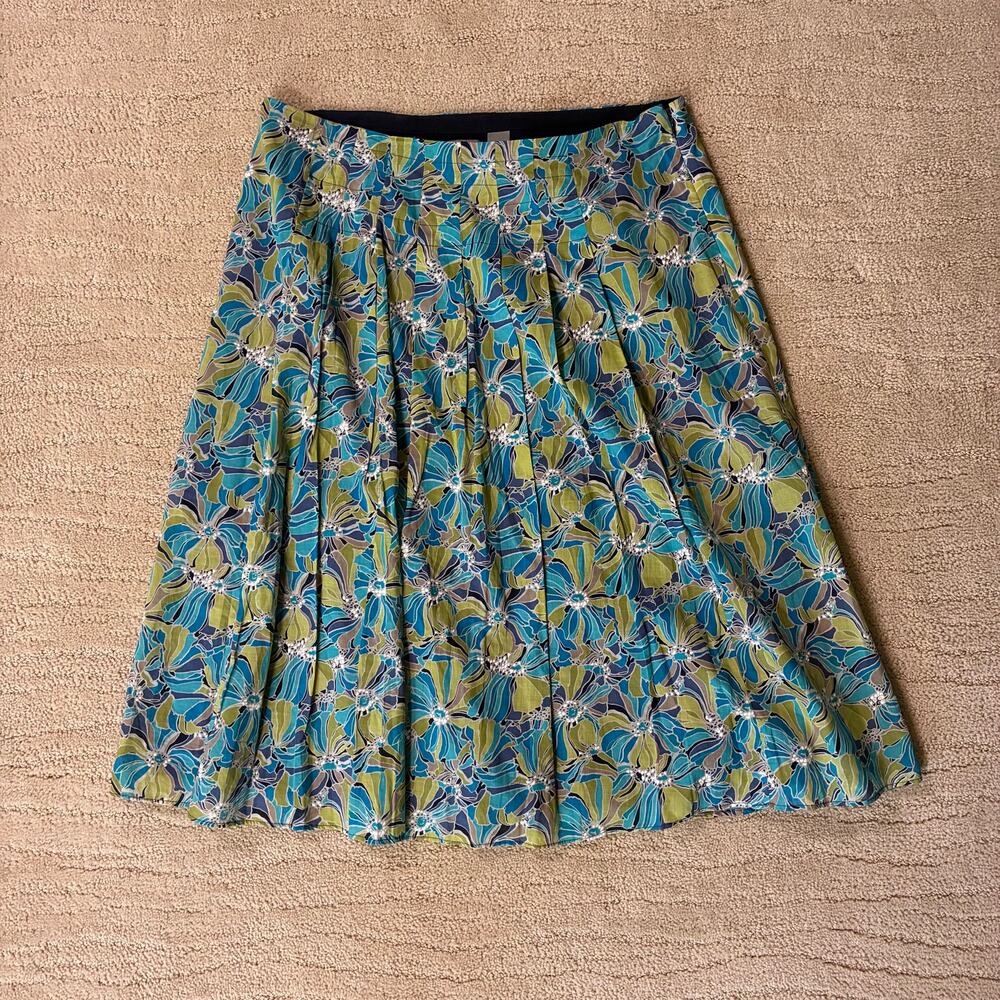 Y2K Liz Claiborne Women 8 Twee Preppy Floral Cotton Skirt Whimsical Whimsy